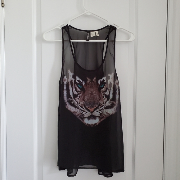 EUC H&M Tiger Chiffon Tank Top. - Picture 1 of 3